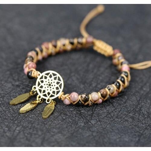 2021 New Arrive lovers Natural Stones Wrap Bracelets friendship luxury stainess steel charm braid Boho jewelry drop shipping
