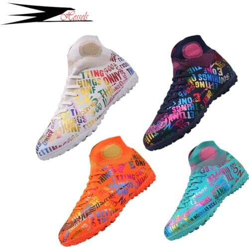 New High Ankle Soccer Shoes Men Breathable Outdoor High-top Football Boots Turf Soccer Cleats Kids AG Women Soft Football Shoes