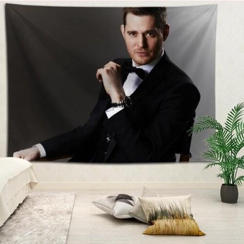 Custom Michael Buble printed Creative tapestry living room bedroom background wall fabric hanging painting small fresh