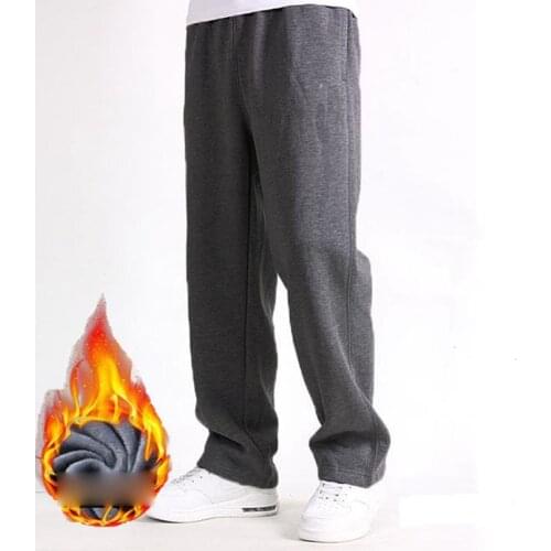 Autumn Winter Sweatpants Men Fleece Warm Male Knitted Pants Thick Wool Liner Wide Leg Trousers 2021 Jogger Sportswear