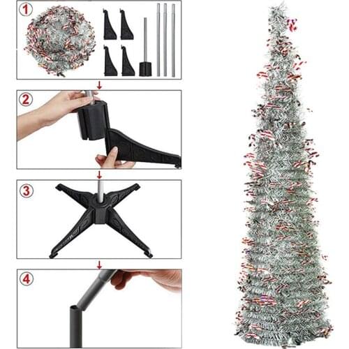 Plastic Stand Shiny Holly Leaves Green Tree Simulation Christmas Tree With Reflective Sequins Xmas Tree Decoration