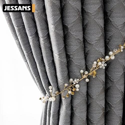 Simple Modern Gray Three-dimensional Scale Pattern Lattice Jacquard Curtains for Living Room Bedroom Villa Floor Curtains Custom