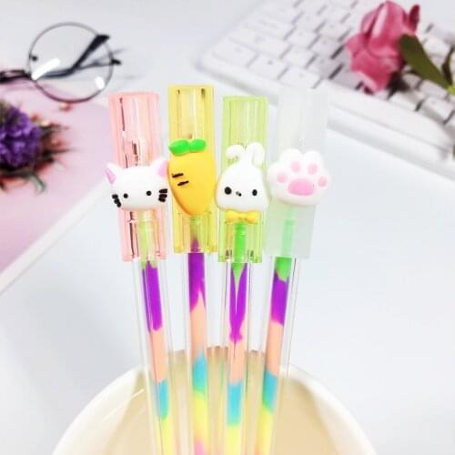 24 pcs Creative cartoon hand account special pen rabbit radish cat claw high light color gel pen painting factory direct