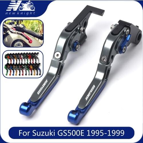 With Logo For Suzuki GS500E 1995-1999 Motorcycle CNC Aluminum Adjustable Folding Fold Extendable Brake Clutch Levers Accessories
