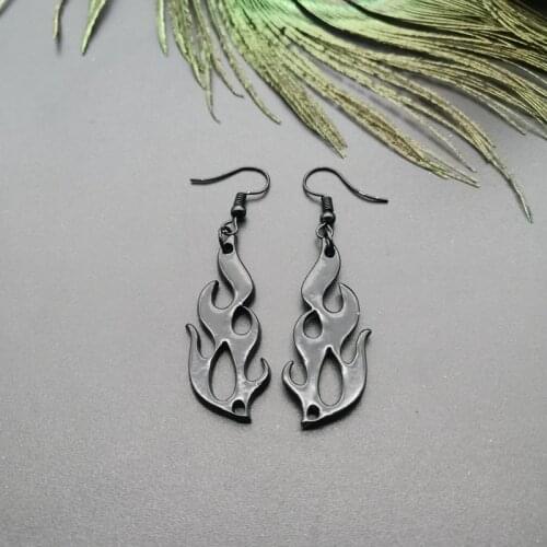 Punk Egirl Flame Rabbit Head Earrings E-girl Irregular Girls Unisex Metal Earring Fashion Accessories Jewelry