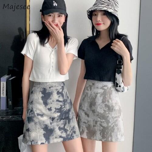 Skirts Women Tie Dye Friends A-Line Summer Hot Sexy Mujer Elegant Popular Fashion Party Slim Harajuku Simple Streetwear Retro