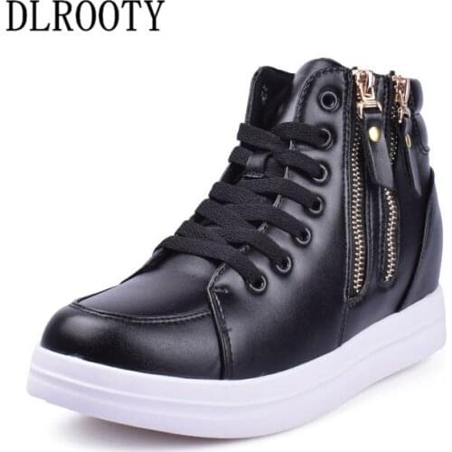 Women Ankle Boots 2018 Autumn Female Casual Shoes Woman Flat Fashion Height Increasing Comfortable Platform Zipper Round Toe