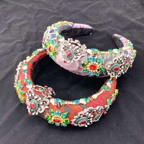 New Rhinestone Full Crystal Headbands for Women Wide Elastic Hairbands Baroque Tiara Hair Accessories Headdress