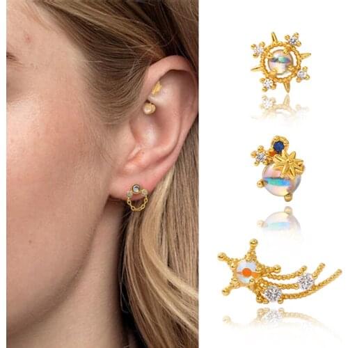1PC Stainless Steel CZ Cartilage Earring Star Heart Stud Tragus Conch Rook Earlobe Helix Piercing Jewelry