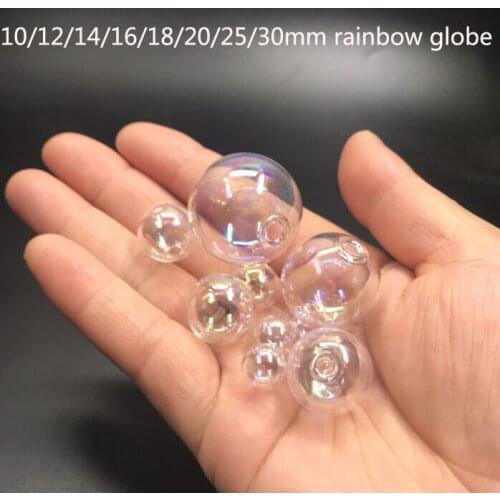 10 12 14 16 18 20 25 30mm rainbow Rainbow Beads Globe Glass Bubble Round Ball Diy Glass Orbs Vial Pendants Wedding Decor 50pcs