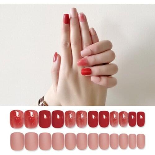 24pcs cute little fresh nail stickers finished boxed wearable full cover short fake nail stickers nail decoration small supplies