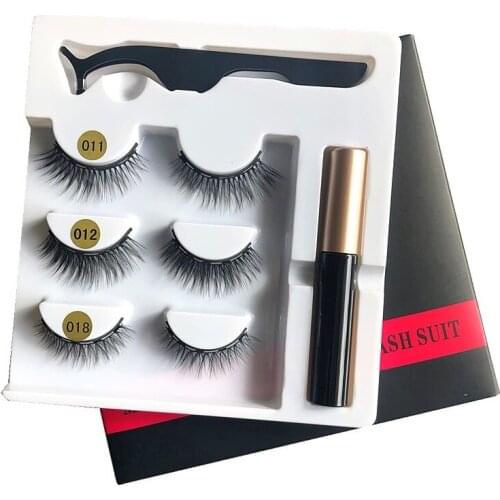 3 Pairs/set Magnetic Eyelashes 3D Mink False Lashes Magnetic Eyeliner Waterproof Liquid Tweezers Set Lasting Eyelash Makeup Tool