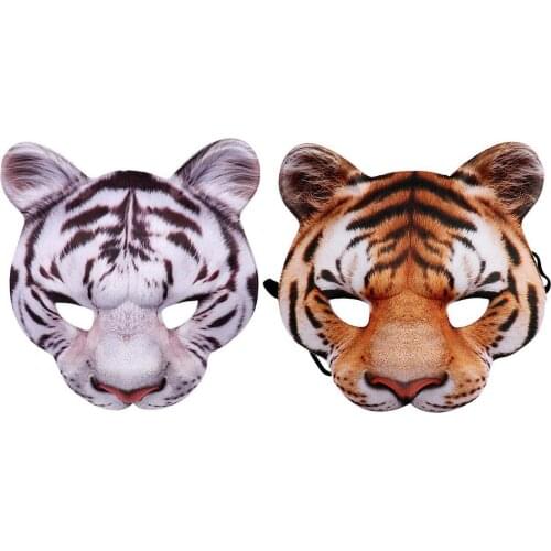 Halloween 3D Tiger Animal Half Face Mask Masquerade Party Cosplay Costume Animal Masks Props Dropshipping