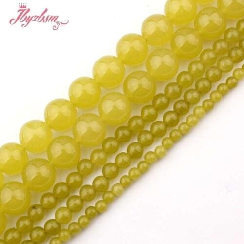 4,6,8,10,12,14mm Smooth Round Beads Ball Dark Lemon Jades Stone Beads For DIY Necklace Bracelat Jewelry Making 15" Free Shipping