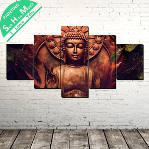 5 Piece Meditator Buddha Canvas Painting Wall Art Pictures Prints on Canvas Home Decor Wall Poster Decoration for Bedroom