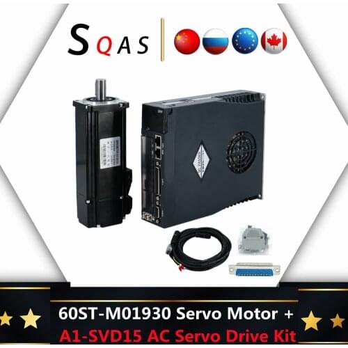 Free shipping and fast delivery 60ST-M01930 Servo Motor 600W/220V Rotating speed：3000R/min + A1-SVD15 AC Servo Drive Kit