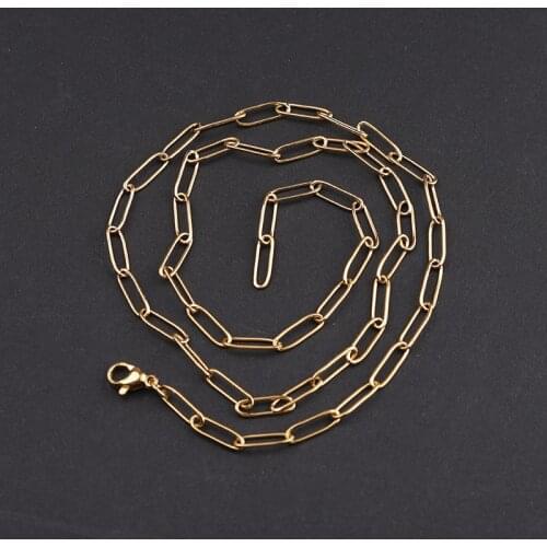 100% Stainless Steel Link Chian Necklace For Women Gold/Silver Color Metal Chain Neckalce Choker For Jewelry Making 10pcs
