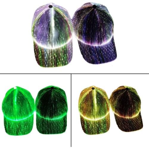 Color Chaging LED Luminous Baseball Cap Flashing Optical Fiber Party Trucker Hat