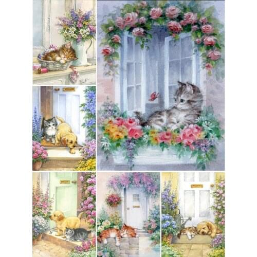 DIY 5D Diamond Painting Animal Garden Cat Cross Stitch Kit Full Drill Embroidery Mosaic Art Picture Of Rhinestones Gift Decor