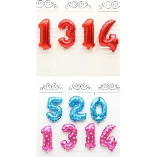 Hot Pink Blue Number Foil Balloons Birthday Party Digit Ballons Wedding Decor Baloons Christmas Holiday Supplies 16 inch number