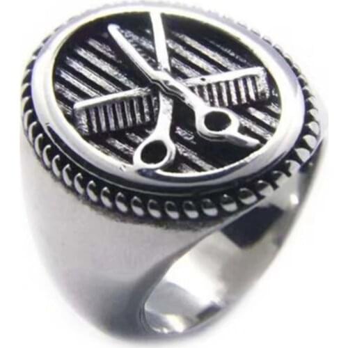 Juno new design scissors comb hairdressing ring alloy jewelry fashion hairdressing salon ring size 7-14