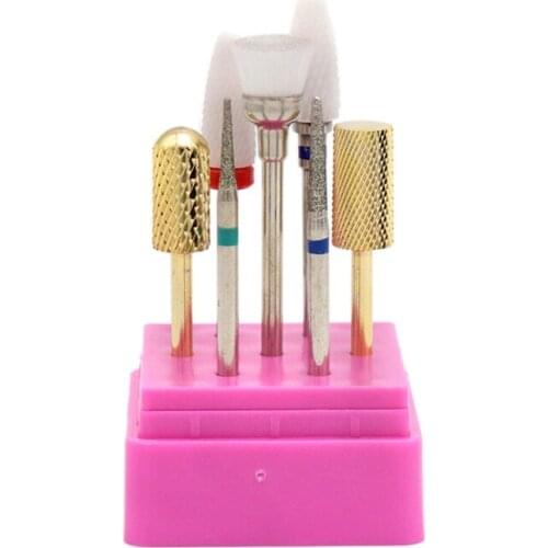 Combined Milling Cutters Set for Manicure Tungsten Steel Ceramic Nail Drill Bits Kit Removing Gel Polishing Tools