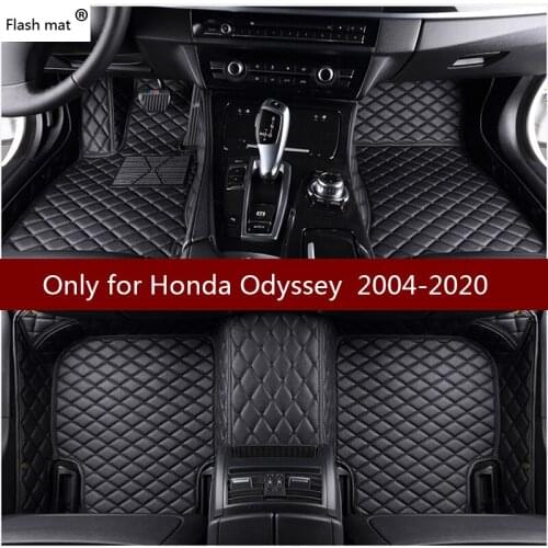 Flash mat leather car floor mats for Honda Odyssey 7 seats 2004-2018 2019 Custom auto foot Pads automobile carpet covers