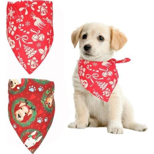 Red Dog Christmas Bandana Pet Triangular Scarf Bib Fashionable Neckerchief Adjustable For Puppy Dog Cat Puuppy Dog Bandana