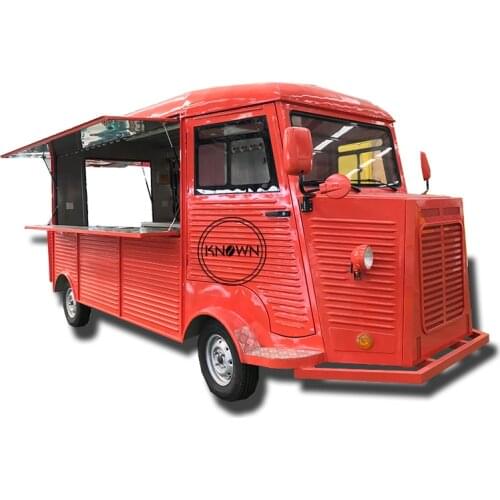 Red color Vintage Food Truck 2019 Electric Hot Dog Mobile Food Bus for Cooking food carts