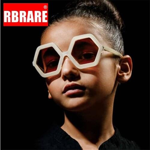 RBRARE Round Sunglasses For Kids Girls Boys Vintage Mirror Children Glasses Polygon Shape Personality Anti-UV Street Beat Kid