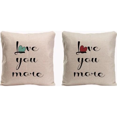 Love You More Couple Pillowcases Valentines Day Anniversary Gifts & Wedding Decoration For Couples & Lover