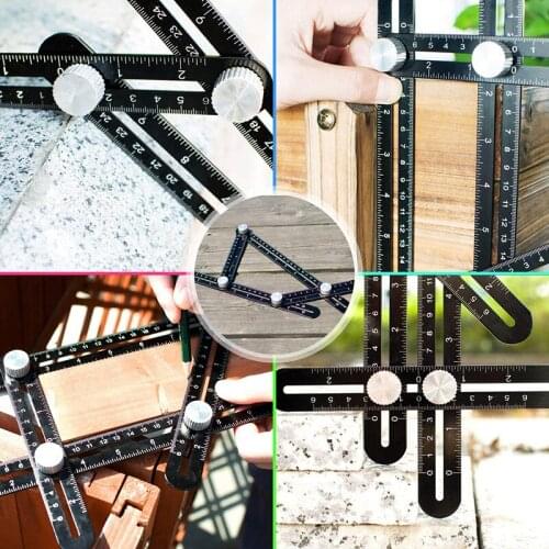 Laser Engraved Scale Aluminum Alloy Multifunctional Movable Four Fold Rule Stainless Steel Sided Corner With Angle Meter