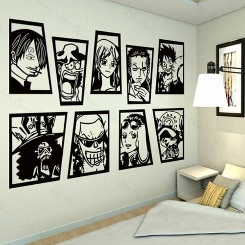 Cartoon One Piece Wall Sticker Luffy Japanese Cartoon Anime Boys Mural Wall Decal Kids Bedroom Home Decoration Stickers