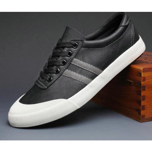Men Casual sneaker Shoes High quality Fashion Comfortable Mens Black GRAY flats Leather Shoes A21-95