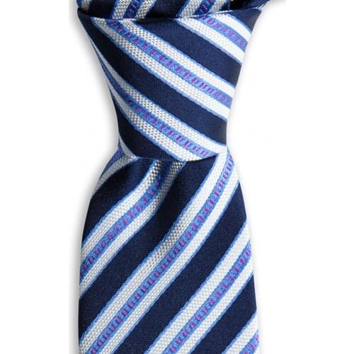 Mens Classic Silk Striped Necktie Made in Italy 7.5 Cm Width 145 Cm Length