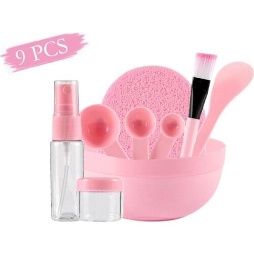 9 in 1 Mixing Bowl Brush Spoon Stick Beauty Makeup Brush Set For Facial Mask Tools Womens Makeup Tool Kits Makeup Accessories