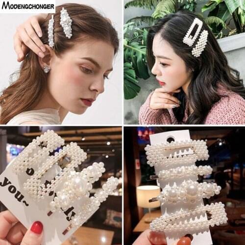 New Metal Gold Pearl Flower Hair Clip For Women Girl Hairpin Barrettes Fashion Hair Styling Hairgrip Wedding Hair Accessories