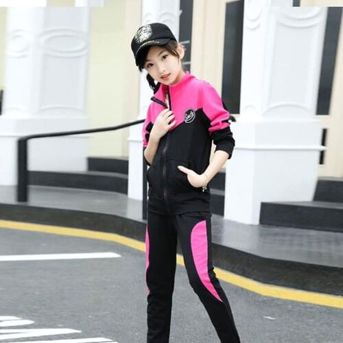 New Boys and Girls Coat+pant Sports Sets Childrens Clothes Sets Spring and Autumn Suits Stitching Color 4-12 Ages Kids Outfits