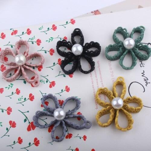 New Arrival Pearl imitation lace flower Charms DIY Jewelry Findings Bracelet Necklace Pendant Charms Gold Tone Enamel Floating