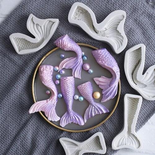 New Mermaid Tail Fondant Cake Silicone Mold Cookie Ice Cream Molds Biscuits Candy Chocolate Mould Baking Cake Decoration Tools