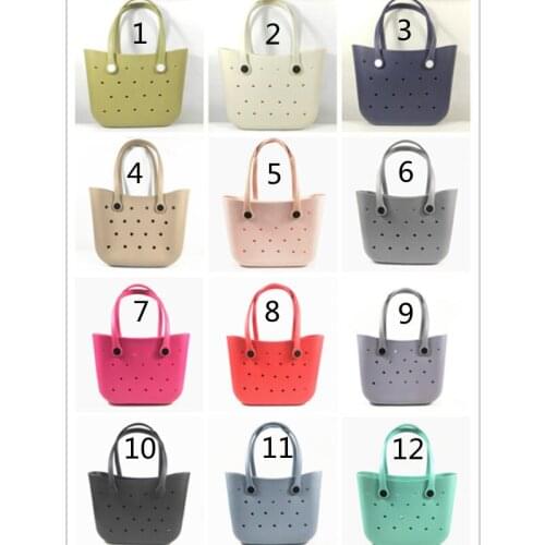 New Style One Side Hole Silicone Rubber Beach Tote Bag Fashion Women Beach Handle Rubber Bag 2021