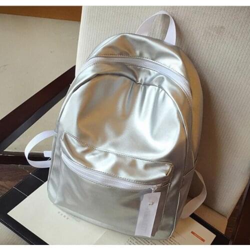 1 piece smooth solid color PU Leather Backpack for Teenage Girls Female Schoolbag Shoulder Bag Bagpack mochila
