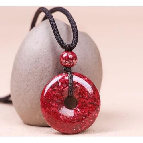 Cinnabar pendant mens and womens high purity crystal all transparent benmingnian cinnabar amulet original StoneButton Necklace