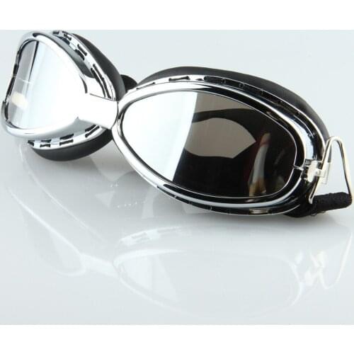 POSSBAY UV Protection Motorbike Motocross Goggles Man Cycling ATV Silver Lens Outdoor Ski Sports Cafe Racer Eyewear Glasses