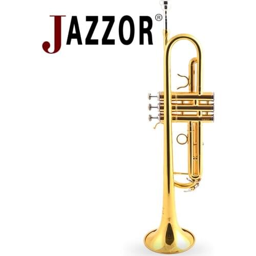 Professional JAZZOR Trumpet Bb B Flat JYTR-E100G Gold lacquer trumpet Brass wind instruments with trumpet case & mouthpiece