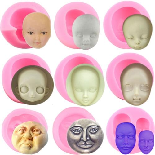 Man Baby Face Silicone Molds Mask Fondant Mold Baby Birthday Cake Decorating Tools Cookie Candy Chocolate Mould Clay Resin Mould
