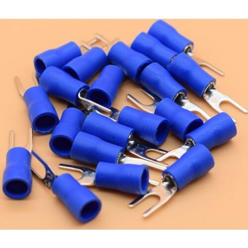 SV2-3 Blue Cold pressed terminals Cable Wire Connector 100PCS/Pack Insulated Terminals Connector for 22AWG-16AWG cable 2.5-3 SV