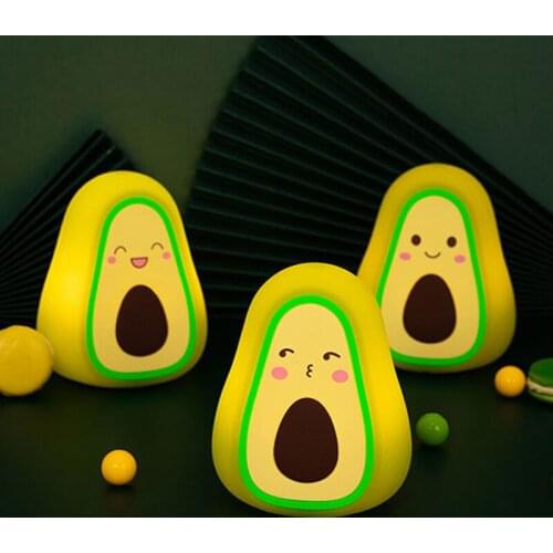 LED Night Light Cute Avocado Touch Sensor Control Night Lamp Soft Silicone Indoor Bedroom Kid Room Lighting Eye Protection