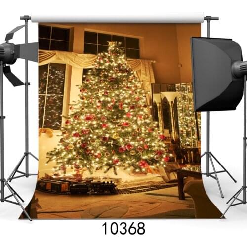 Fabric Cloth Custom Photography Backdrops Prop Christmas Background Tree String Light Vinyl Backgrounds Photo Studio Party Stage