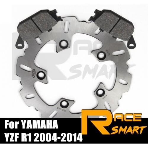 2004-2014 YZF-R1 Motorcycle CNC Fixed Rear Brake Discs Rotors& Brake Pads For YAMAHA YZFR1 YZF R1 2005 2006 2007 2008 2009 2010